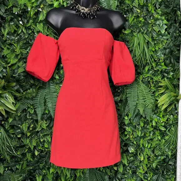 MARCIANO Dress Women XS Red Cold Shoulder Strapless Sheath 2116 - Picture 6 of 9